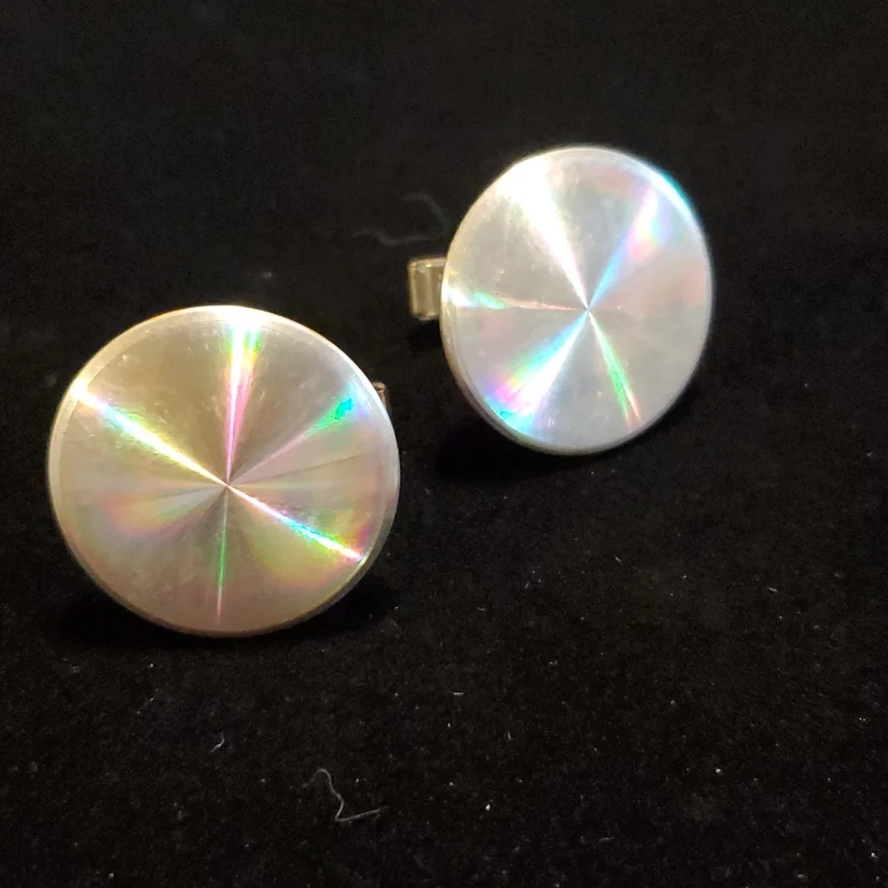 Super Light Aluminum Iridescent Disk Cuff Links